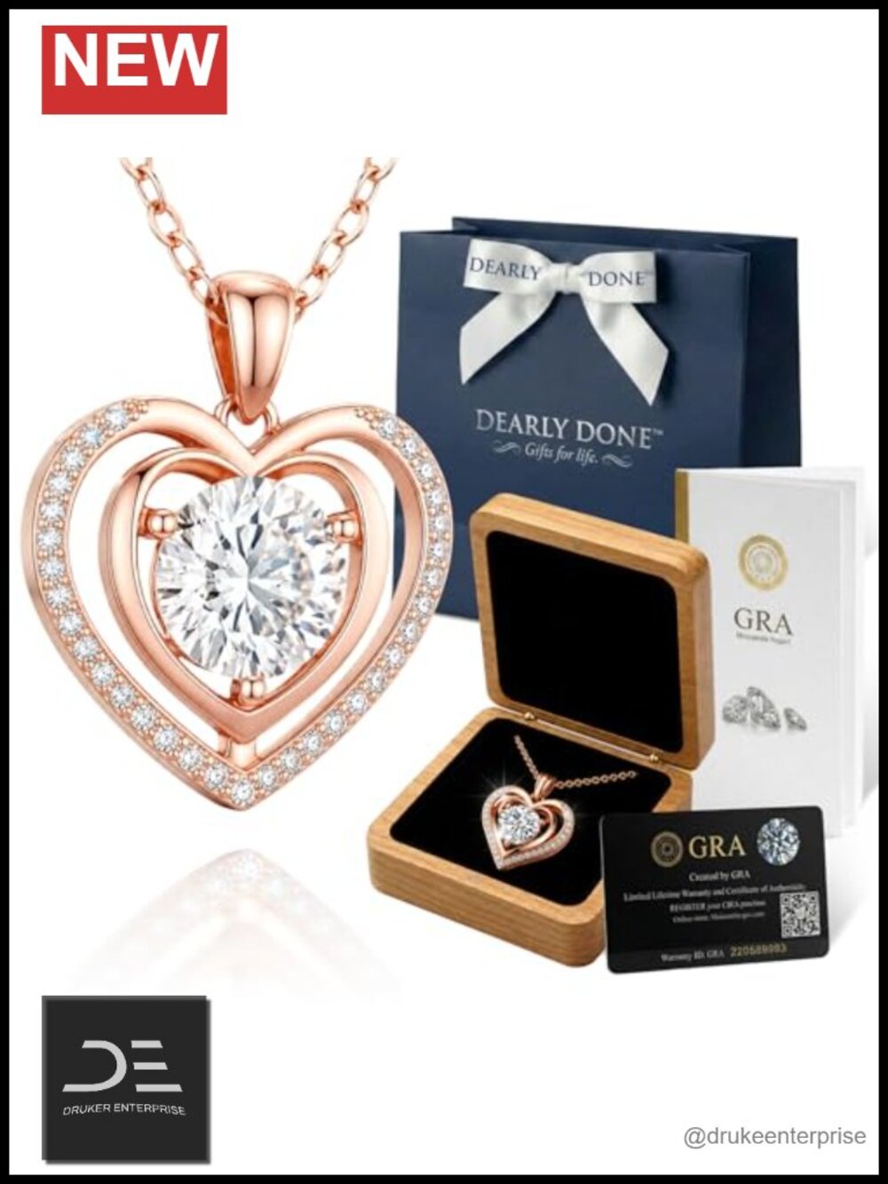 2-4 CT Moissanite Pendant Necklace Sterling Silver Heart